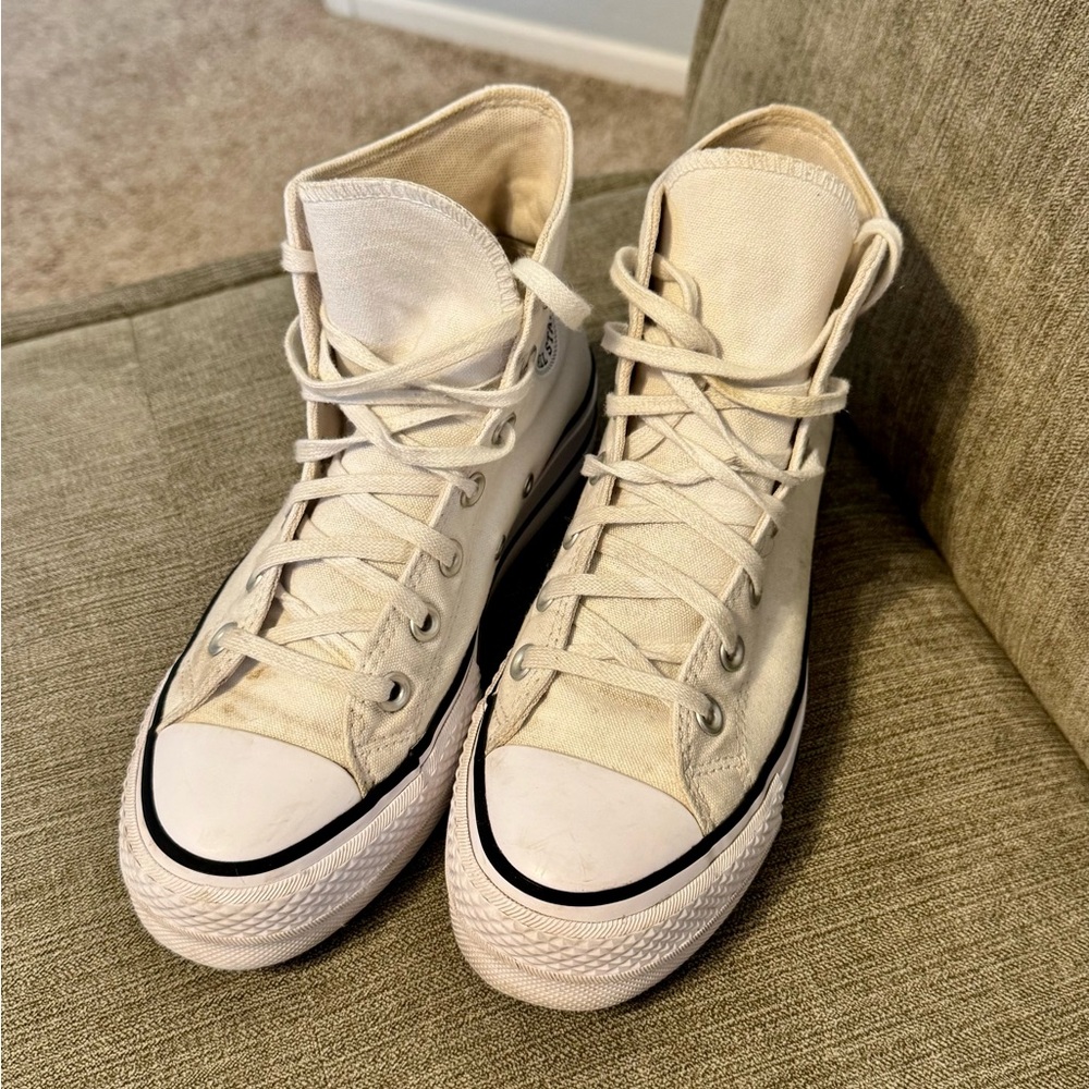 White high top platform Converse